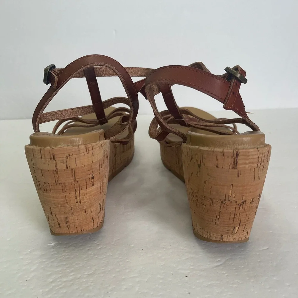 Blowfish Malibu Bahamas Brown Strappy Cork Platform Wedge Sandals Womens 9M